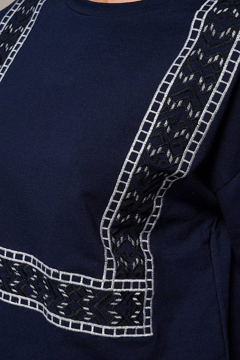 Navy Pointelle Sweatshirt