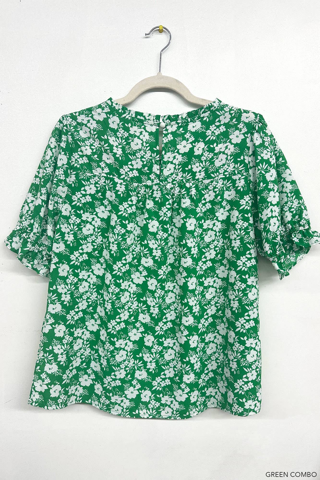 Green & Pink Floral Embroidered Blouse