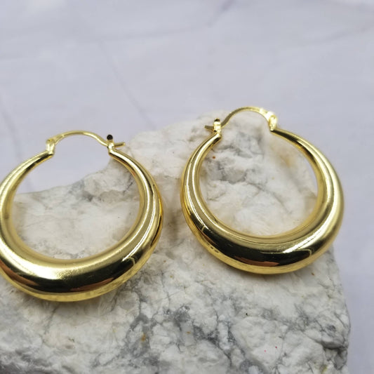 Chunky Hoop Earrings, 18K Gold Plated