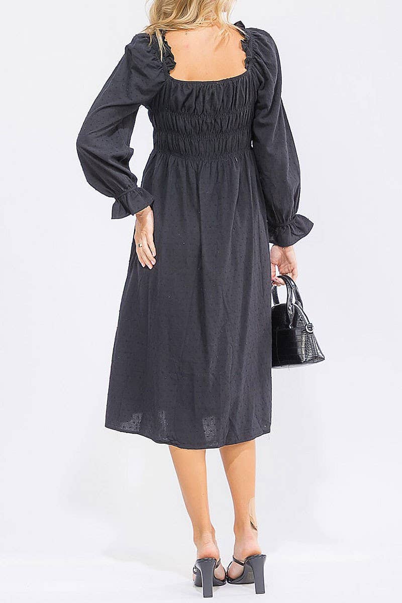 Black Cotton Midi Dress