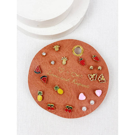 Cherry Berry Set of 10 Stud Earrings