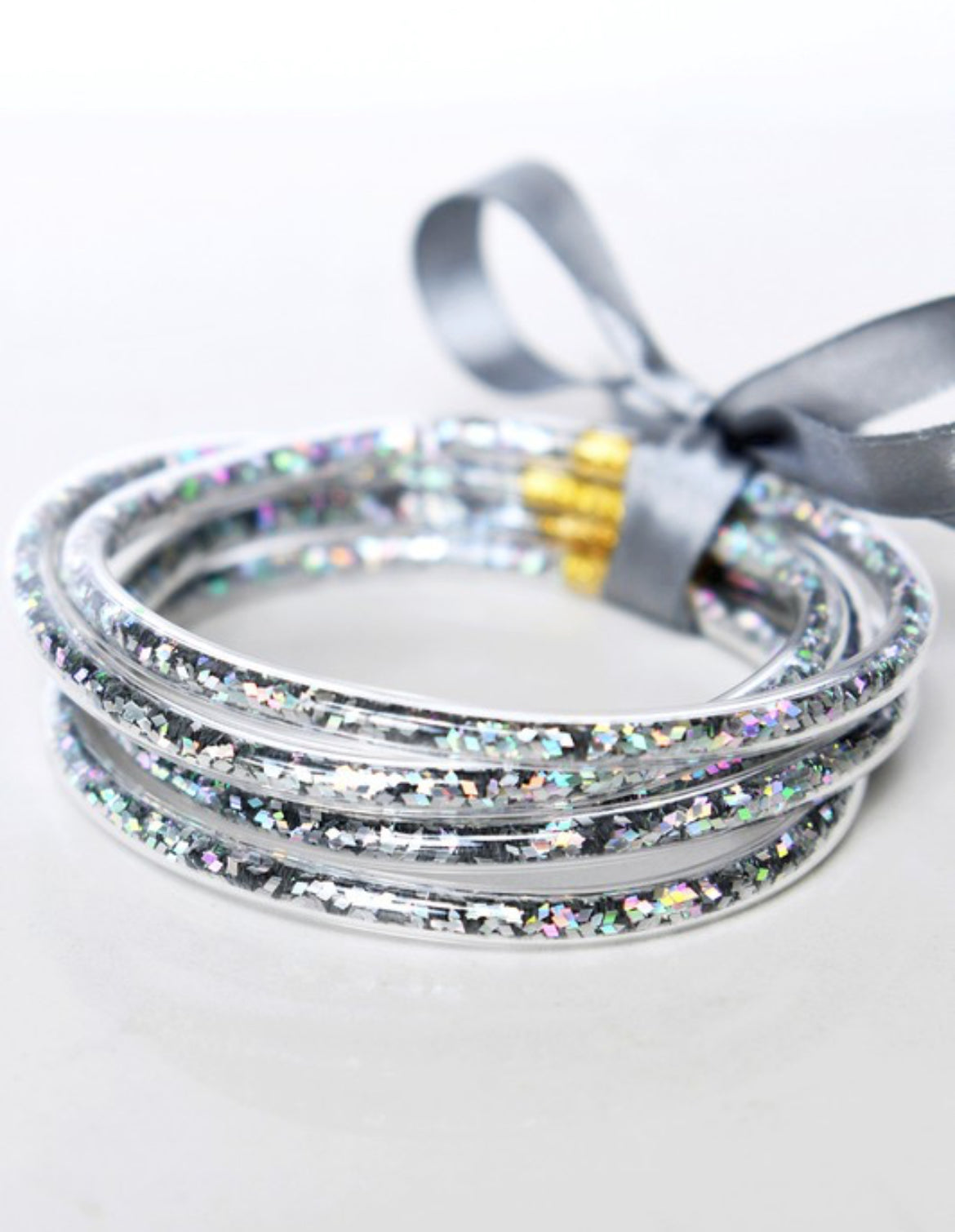 Silver Glitter Bangle Bracelets
