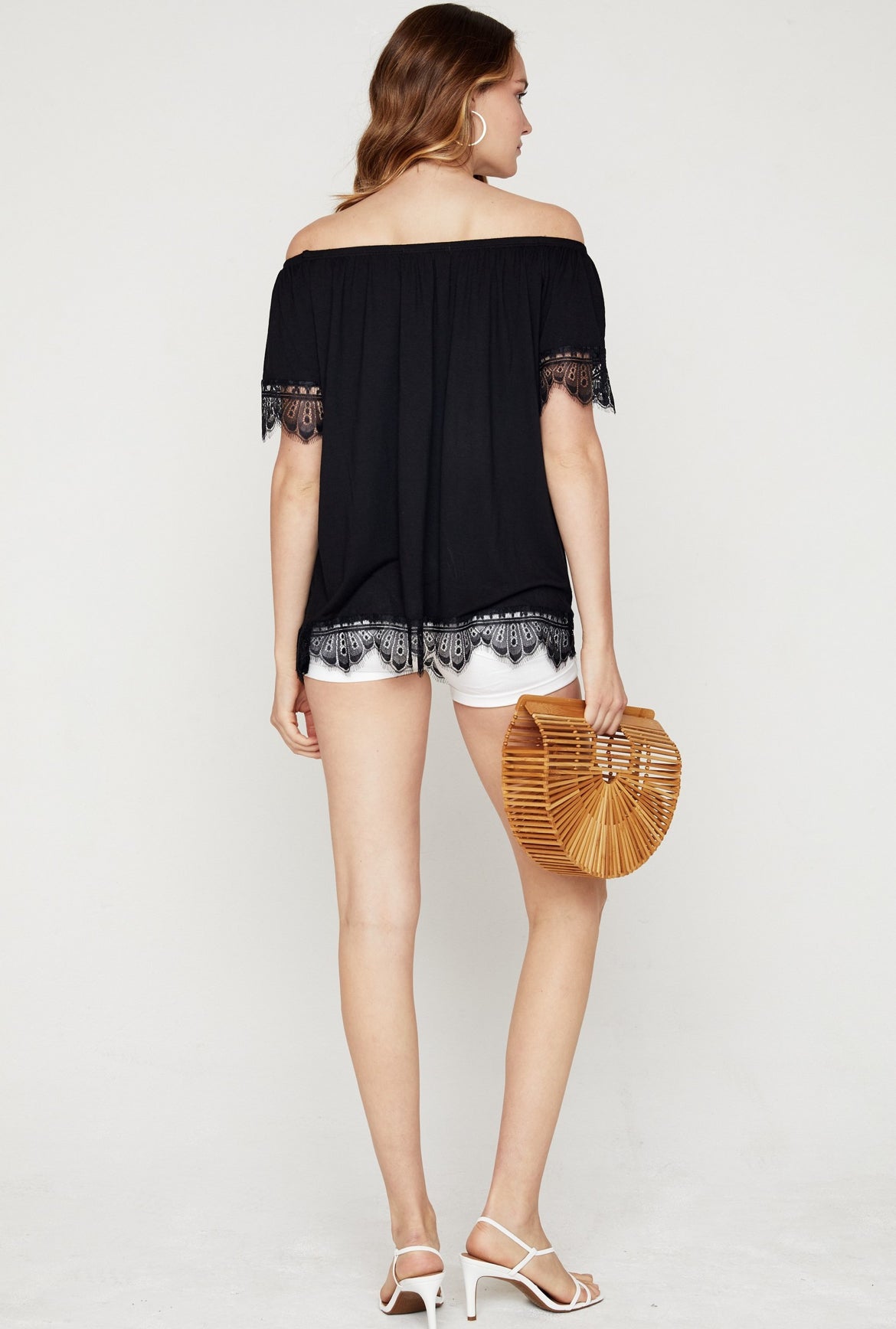 Black Lace Trim Top (Large 12-14)