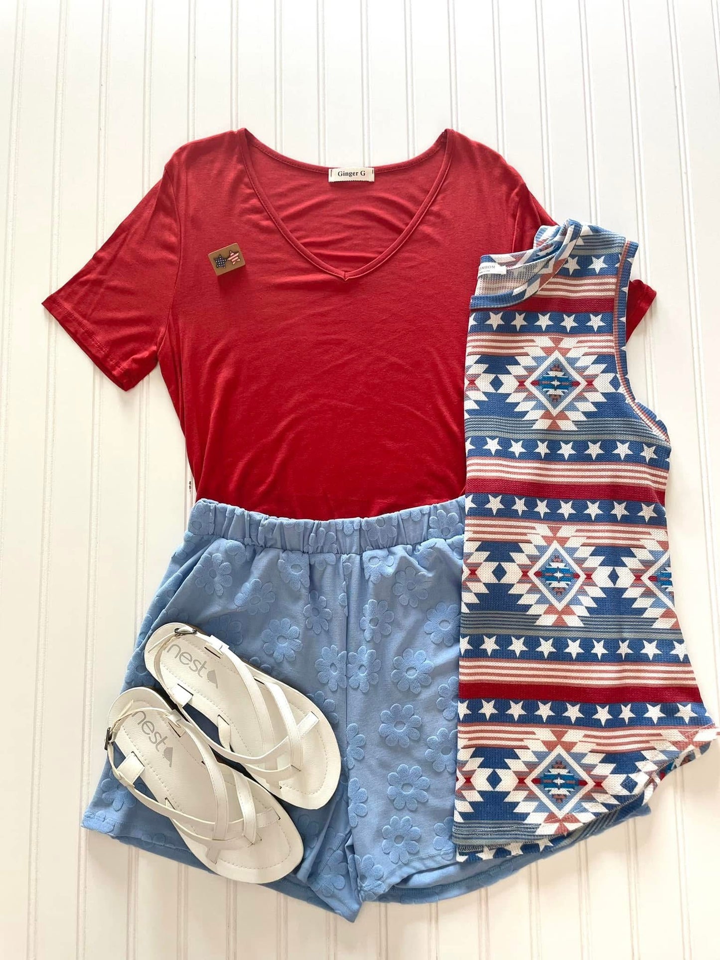 Floral Shorts, Green & Blue