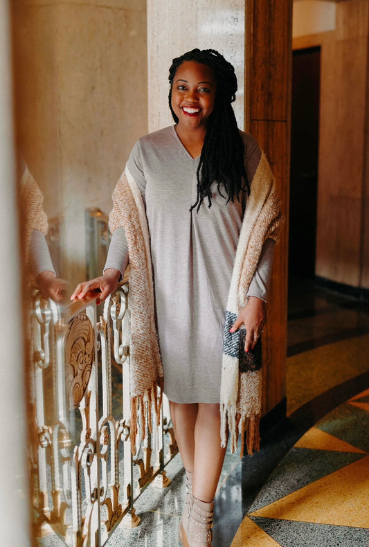 Long Sleeve Oatmeal Dress (S-XL)