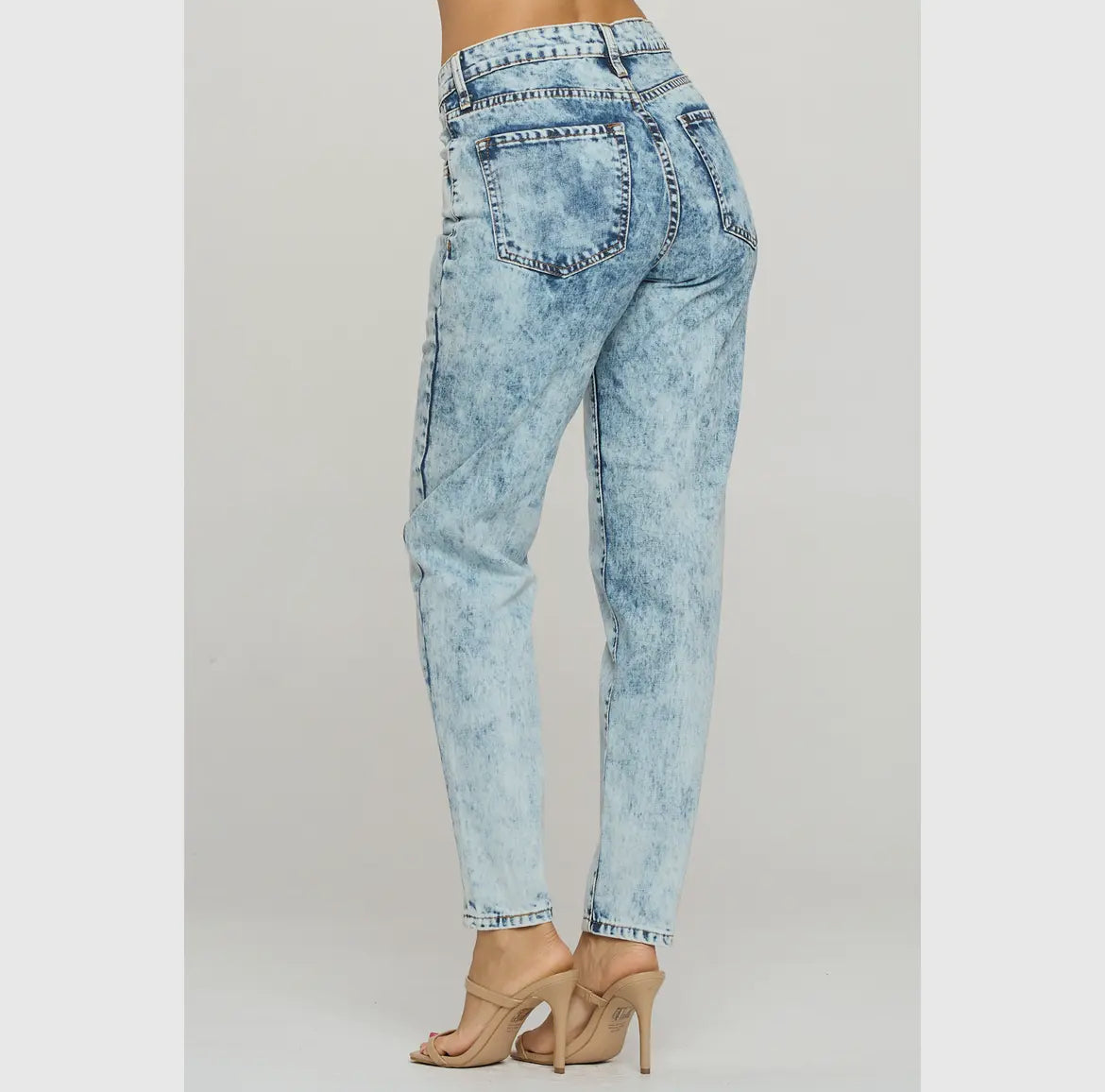 Stone-Washed Straight Leg Jeans
