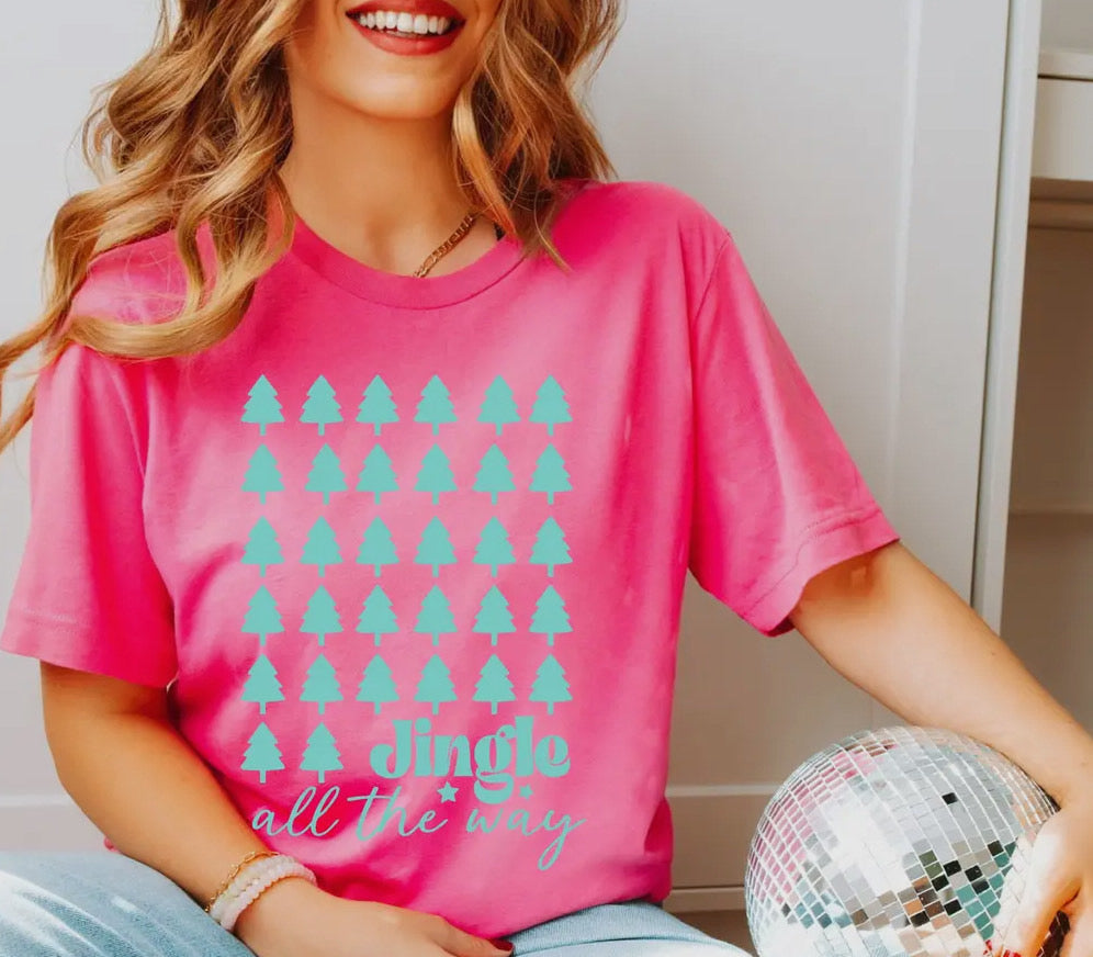 Jingle All the Way Pink Christmas T-Shirt