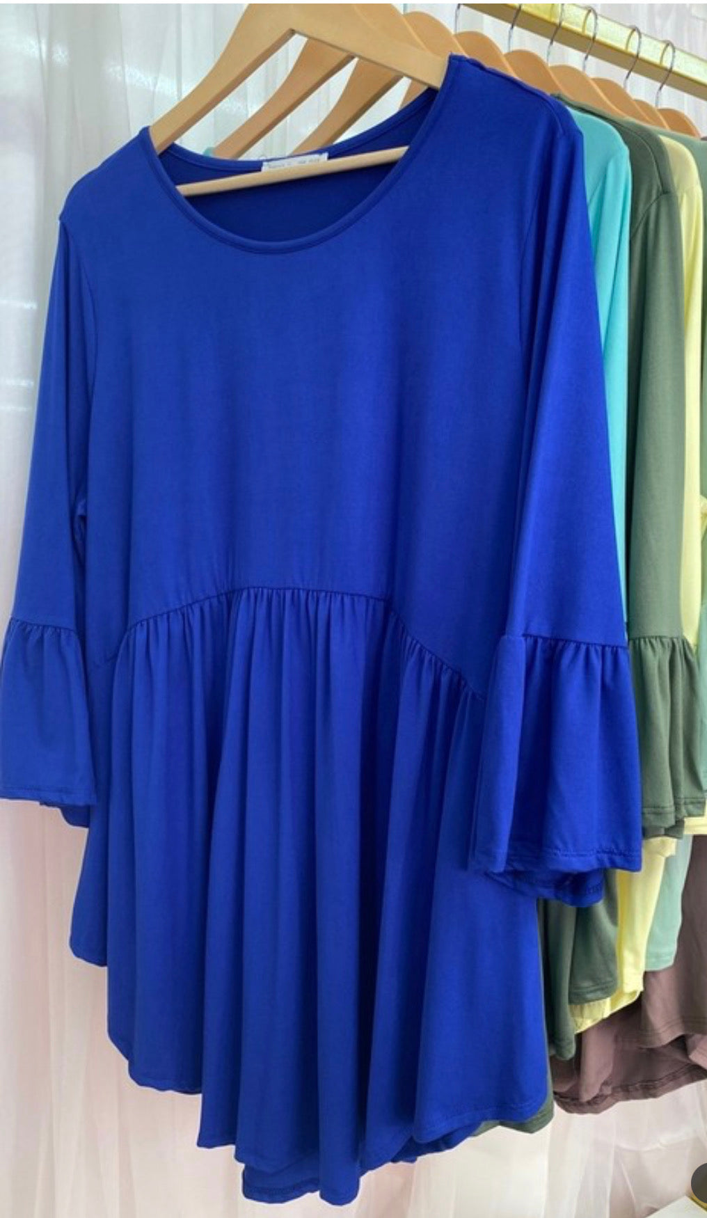 Cobalt Blue Flounce Top, Plus