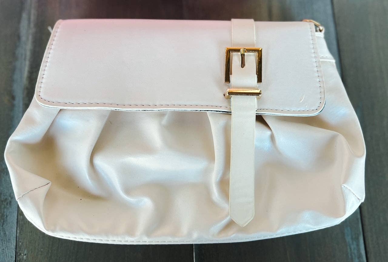 Pink/Ivory Pleated Buckle Bag, Convertible