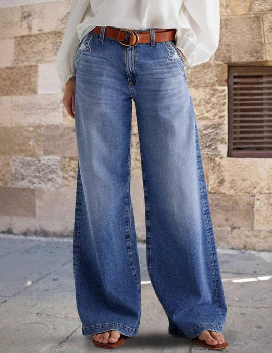 Vintage Wash Wide Leg Jeans