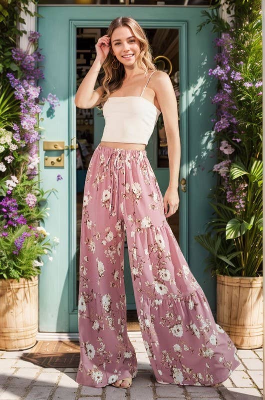 Flowy Floral Wide Leg Pants