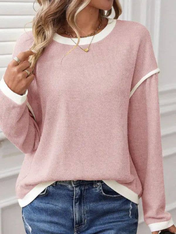 Sweet Pink Crewneck Top, S-XXL