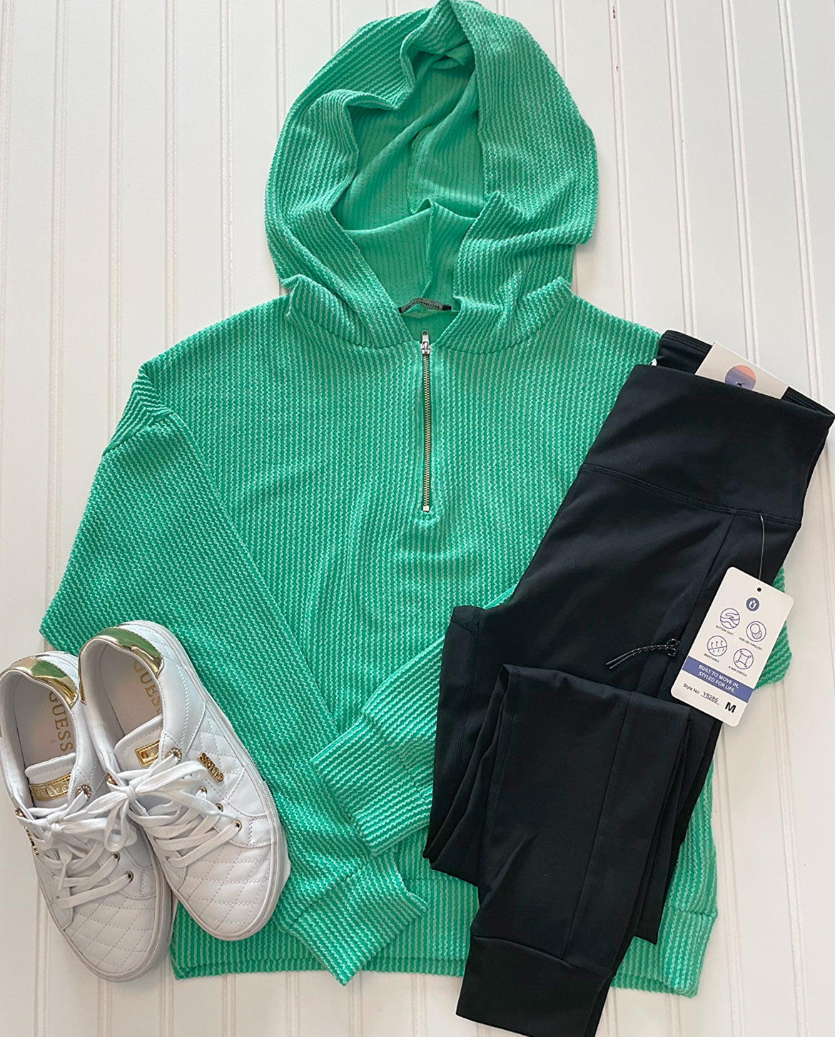 Spring Green Ribbed Hoodie