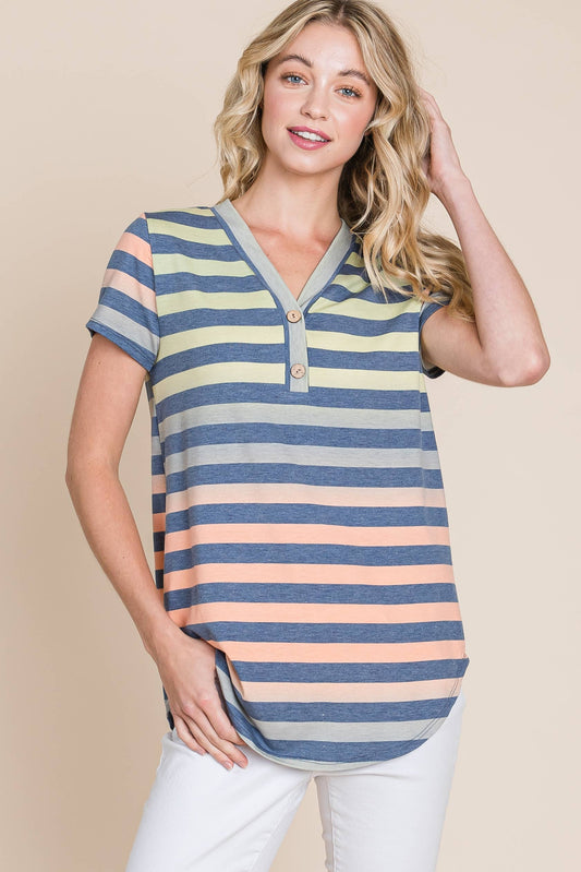 V-Neck Striped Top