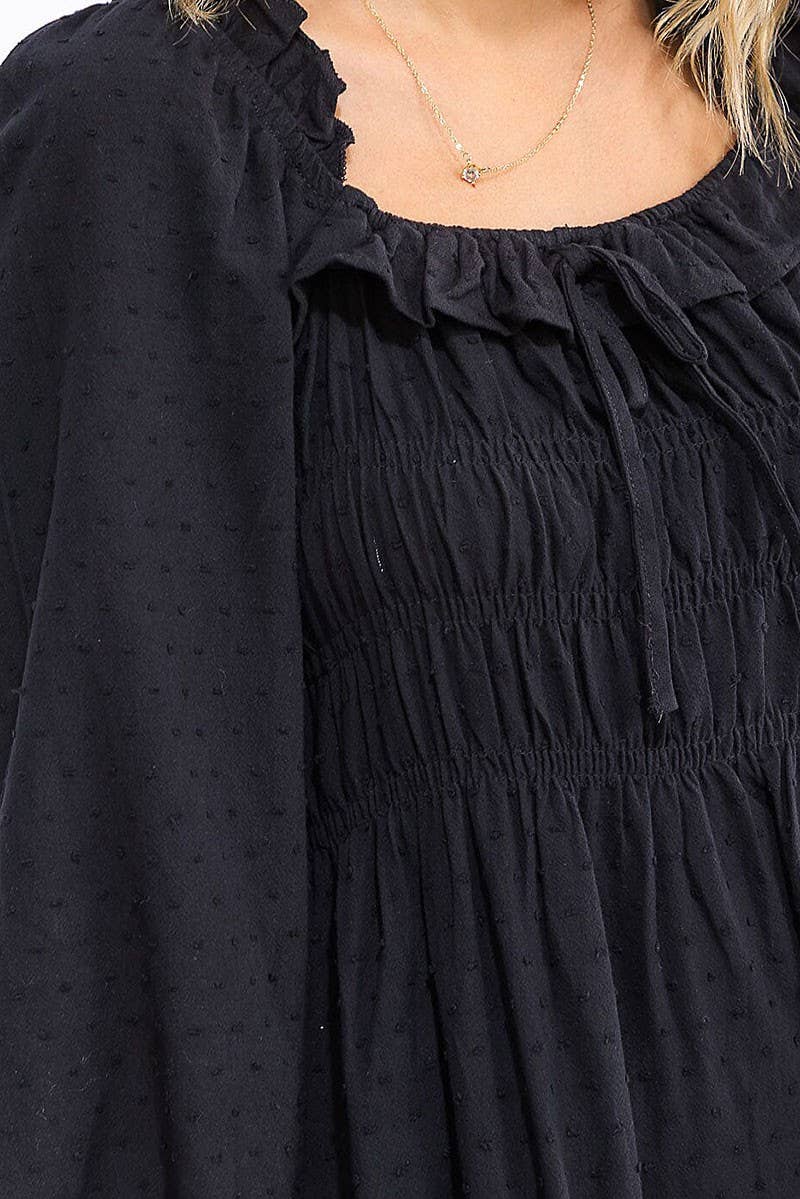 Black Cotton Midi Dress