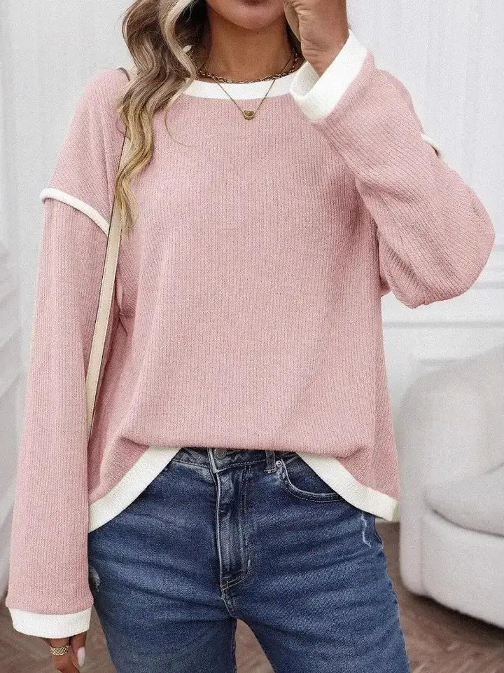 Sweet Pink Crewneck Top, S-XXL