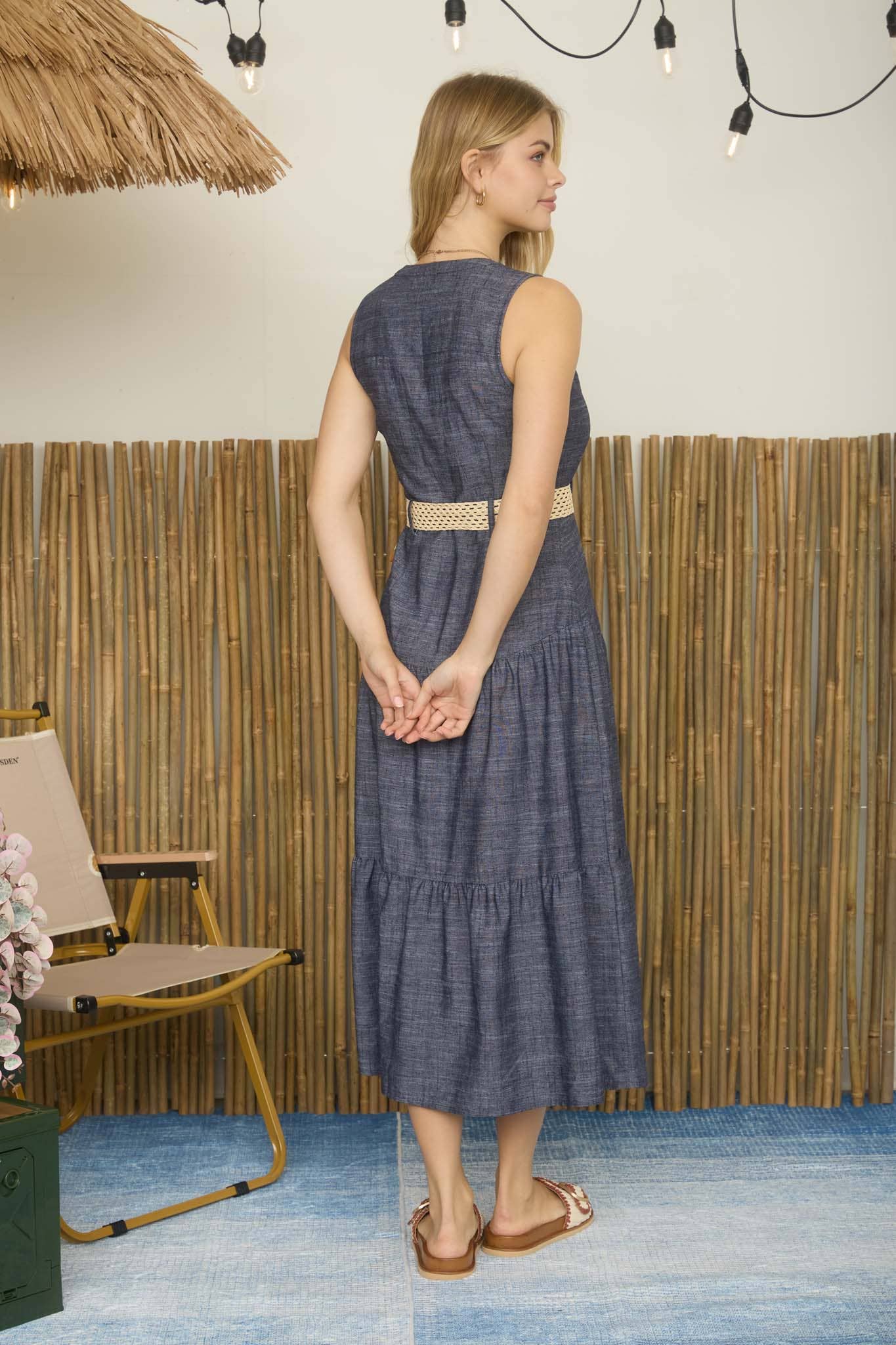Denim Dream Sleeveless Dress with Belt!