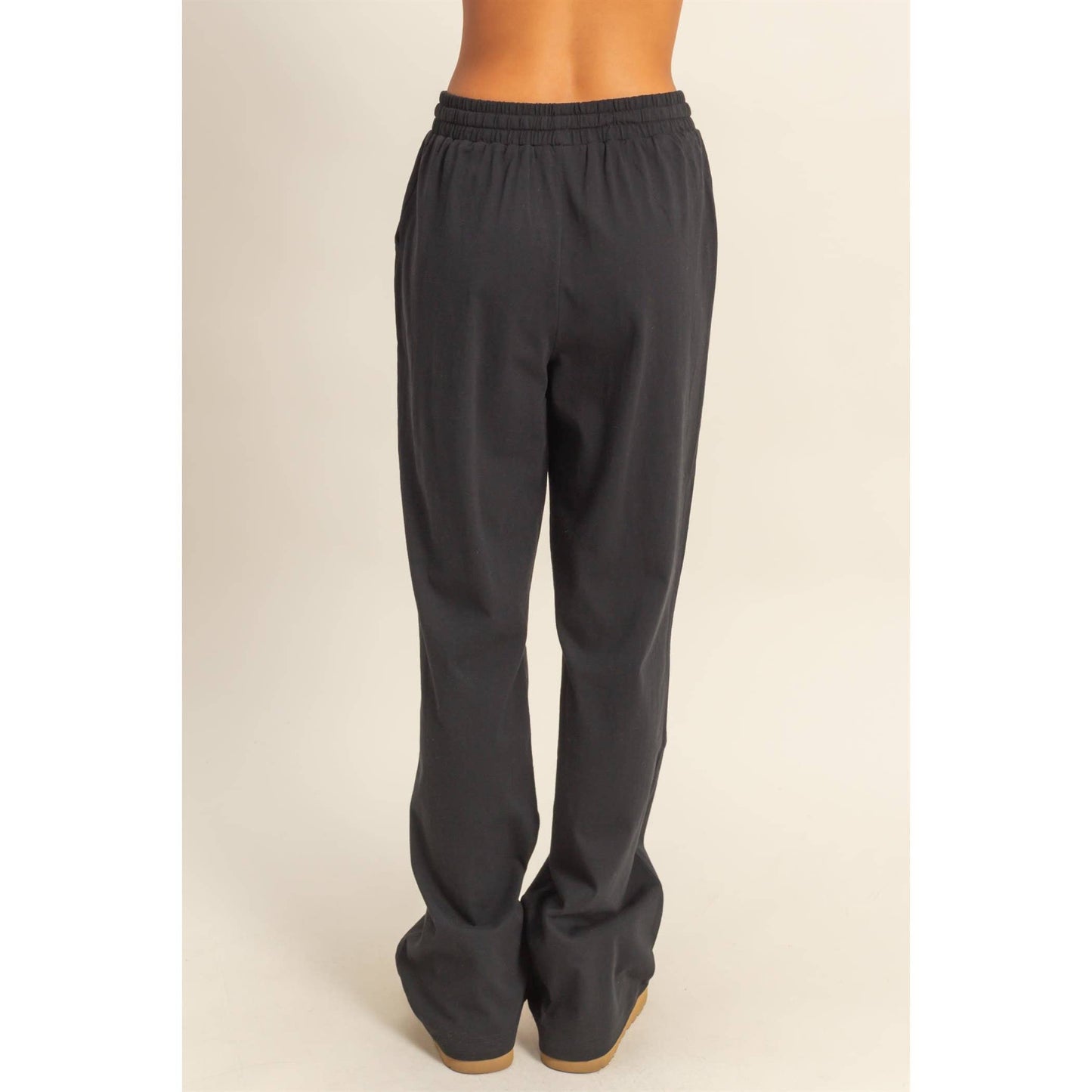 Black Comfort Twill Drawstring Pants