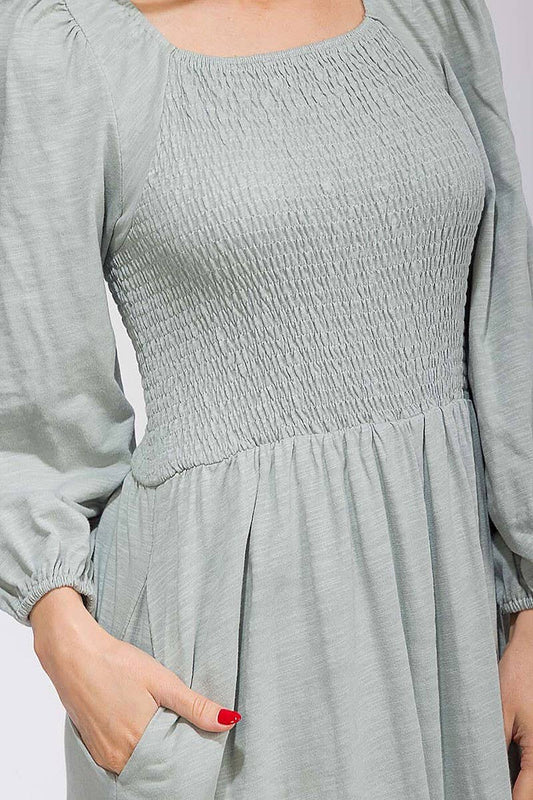 Morning Mist Smocked Dress