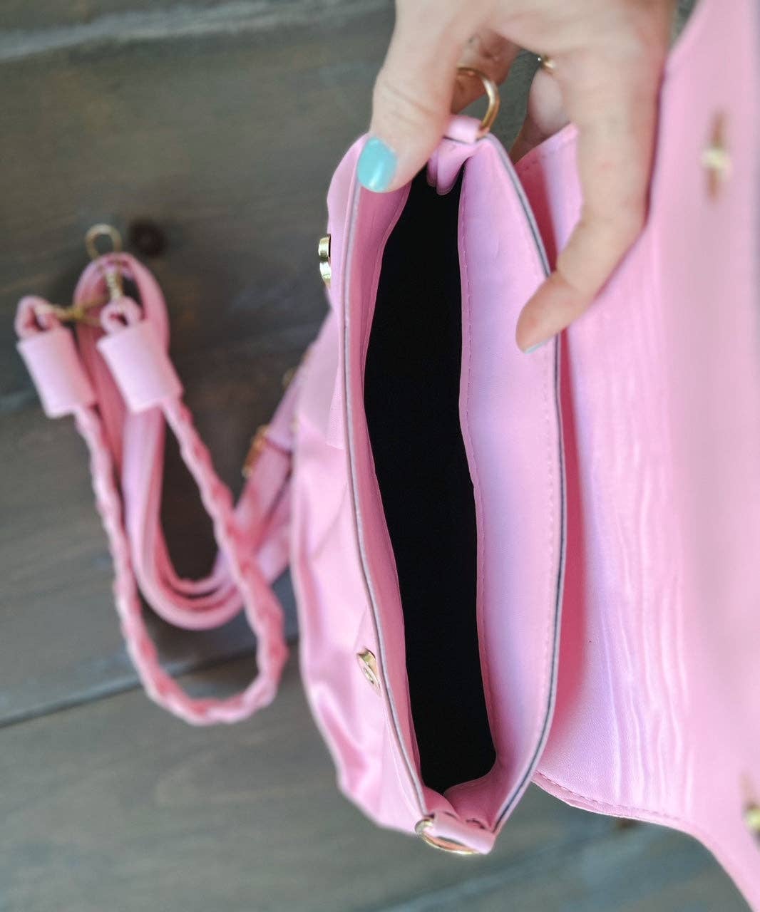 Pink/Ivory Pleated Buckle Bag, Convertible