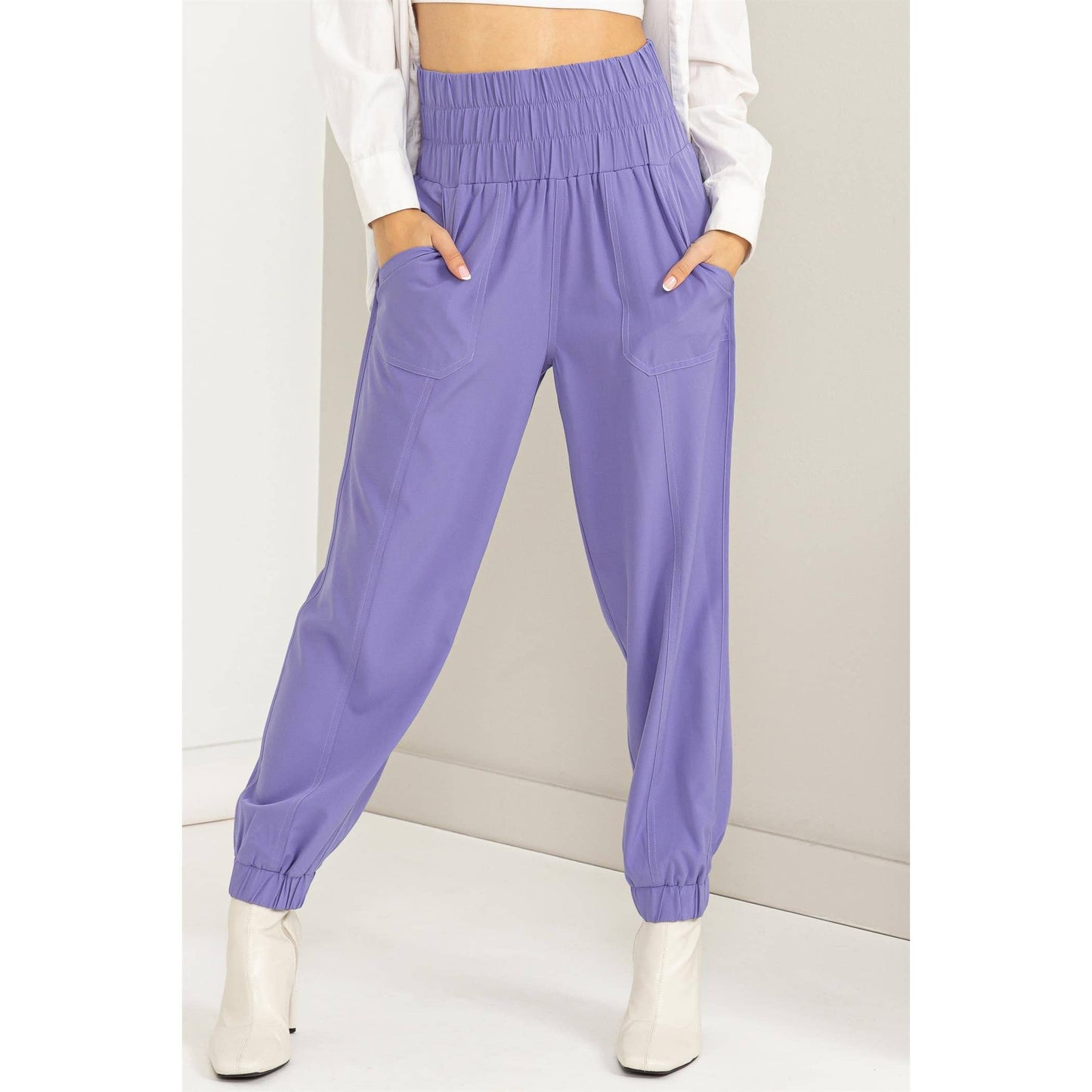 High-Waisted Purple Joggers