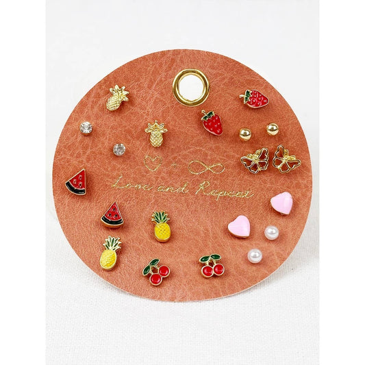 Cherry Berry Set of 10 Stud Earrings