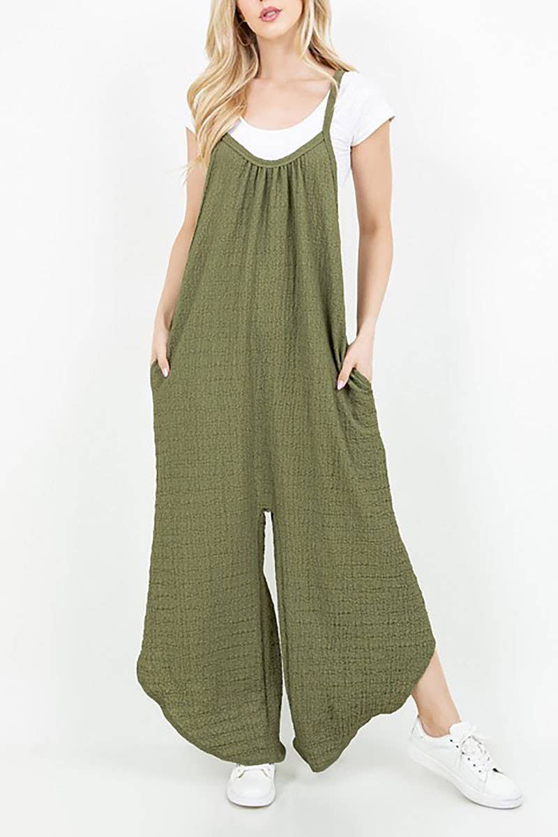 Olive Pleated Jumpsuit