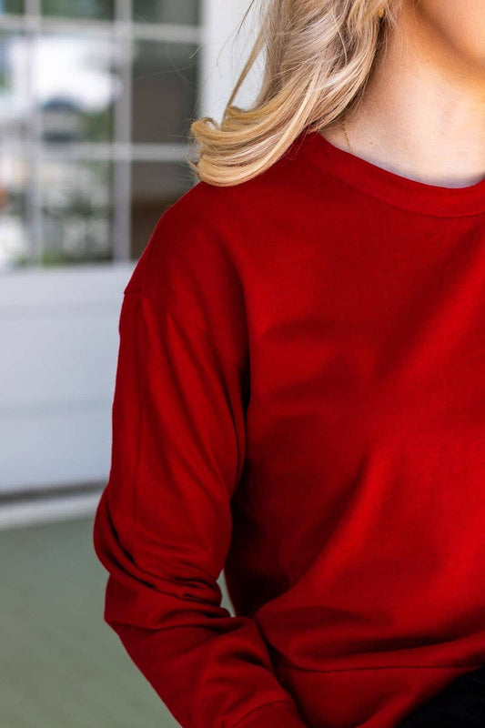 Ruby Red Crop Sweatshirt (L-2XL)