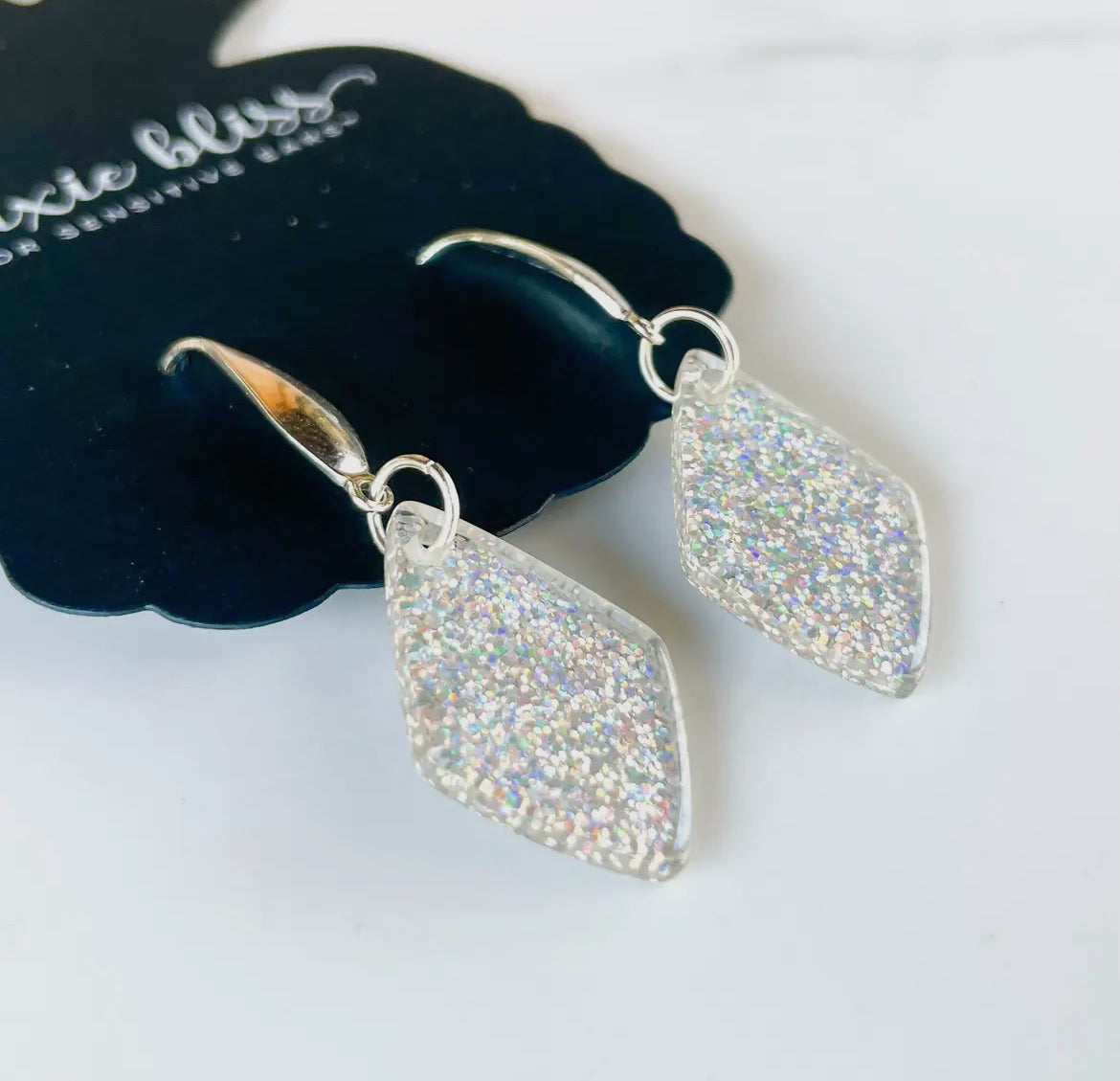 Glitter Silver Earrings