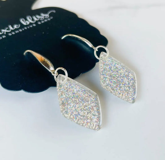 Glitter Silver Earrings