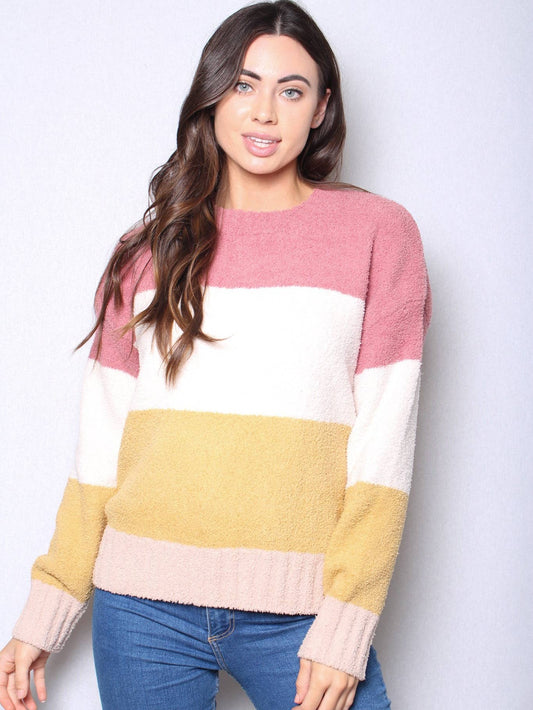 Color Block Chenille Sweater