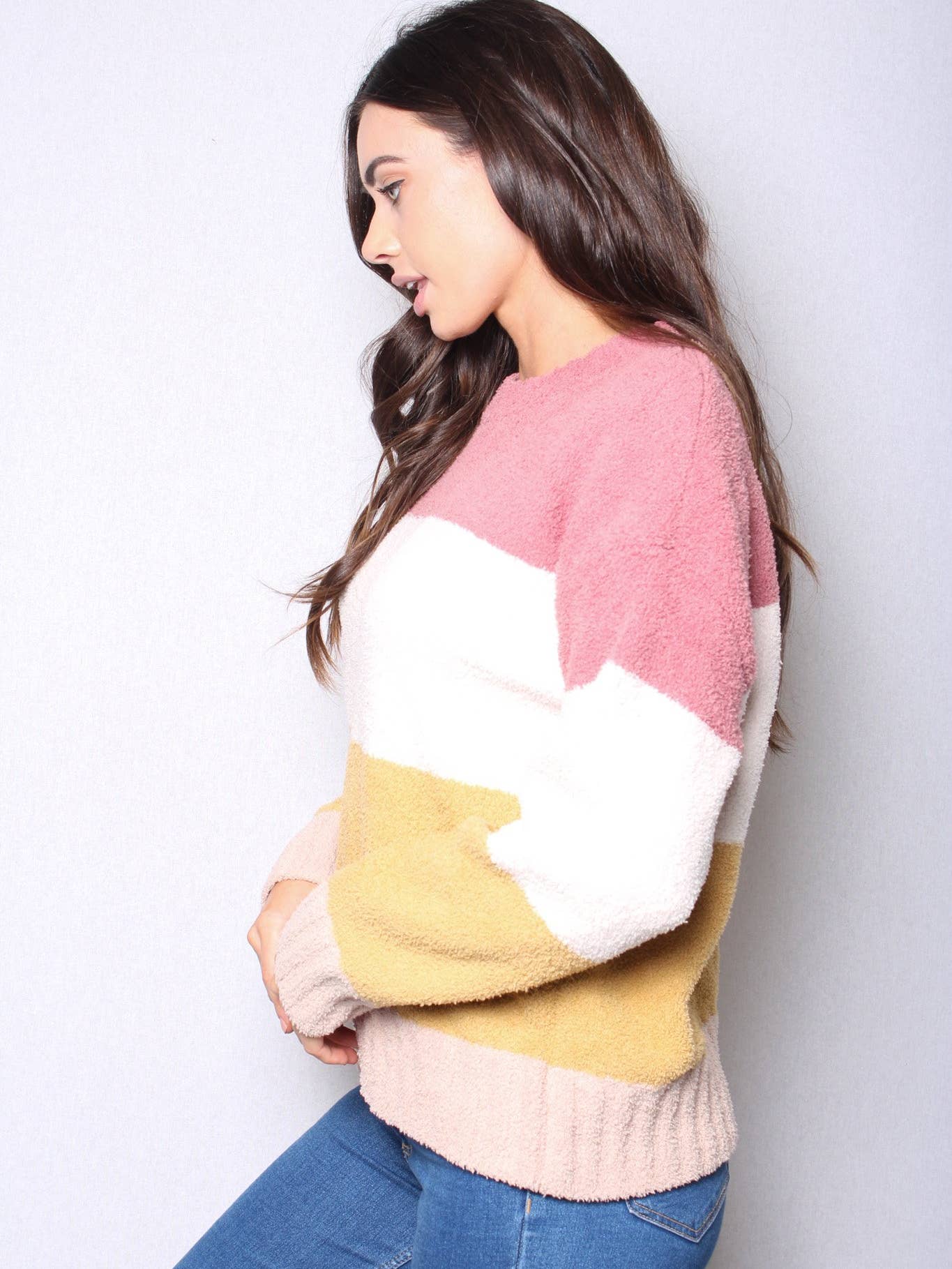Color Block Chenille Sweater
