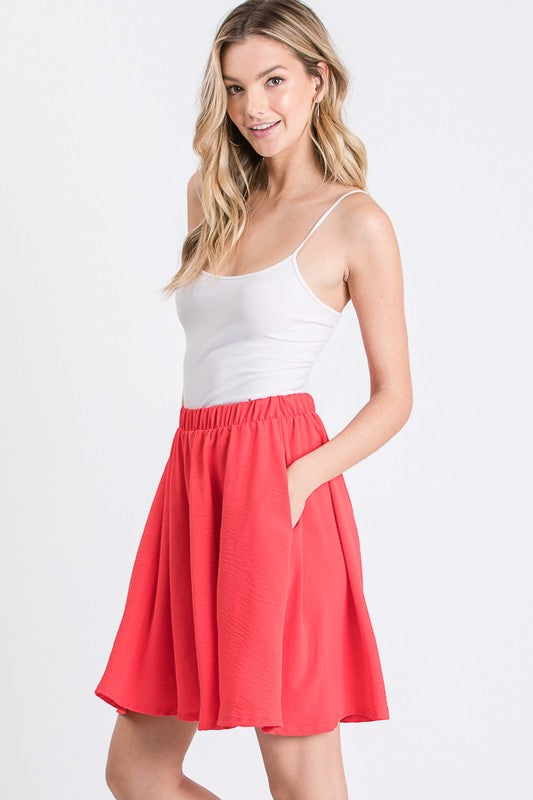 Coral Pleated Shorts