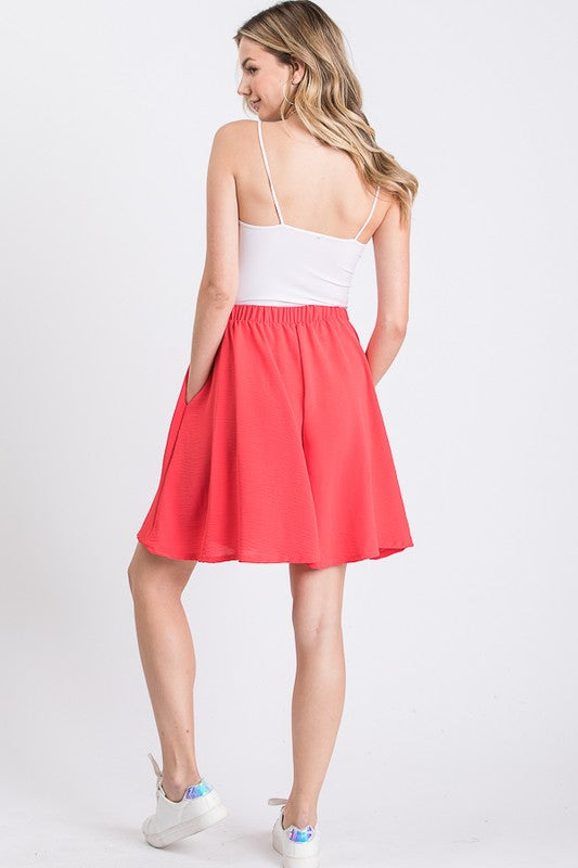 Coral Pleated Shorts