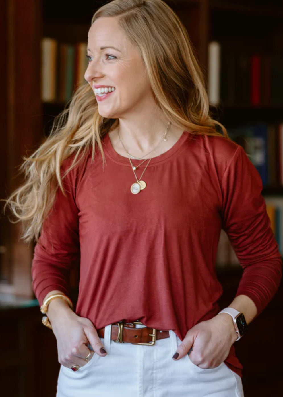 Garnet Scoop Neck Long-sleeve Top