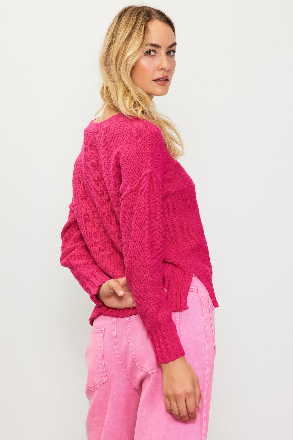 Sweet Peony BLESSED Baby Pink Embroidered Mockneck Sweatshirt - American Graham Apparel