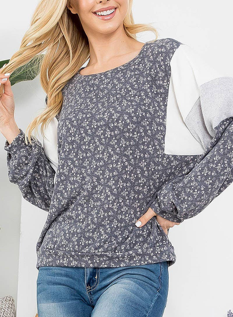 Floral Contrast Top