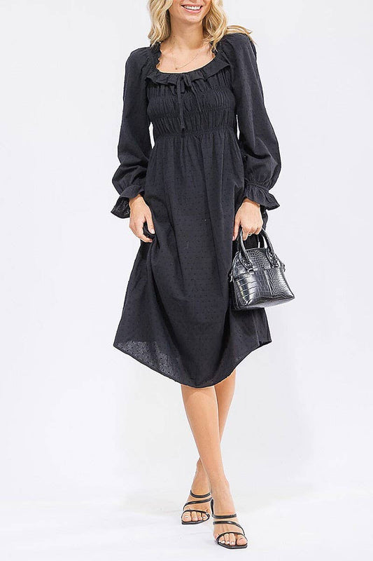 Black Cotton Midi Dress