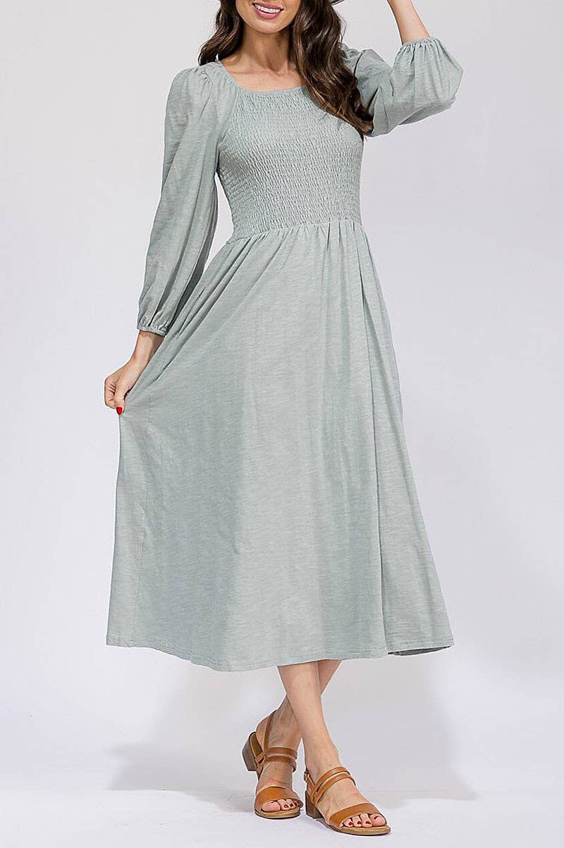 Morning Mist Smocked Dress