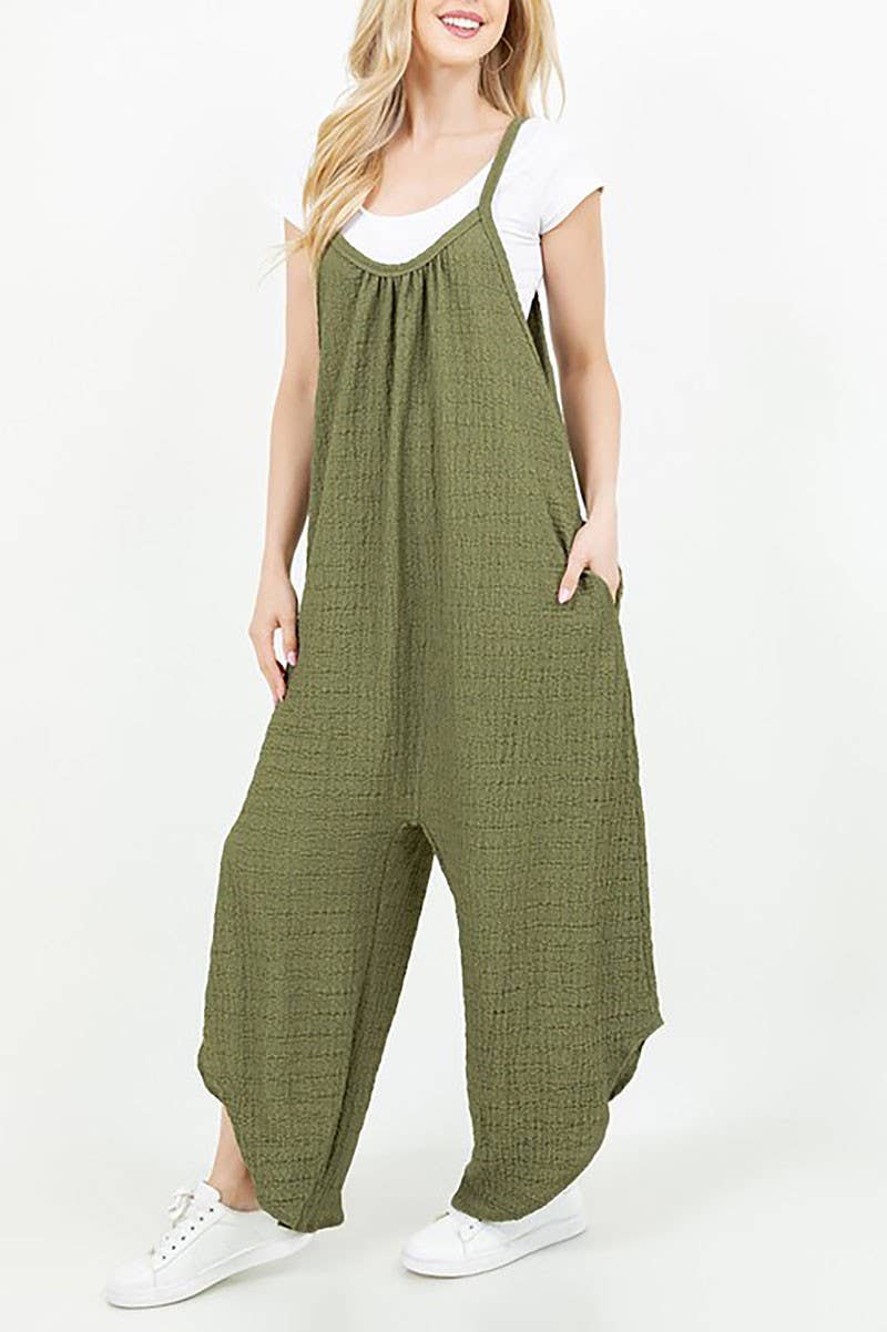 Olive Pleated Jumpsuit