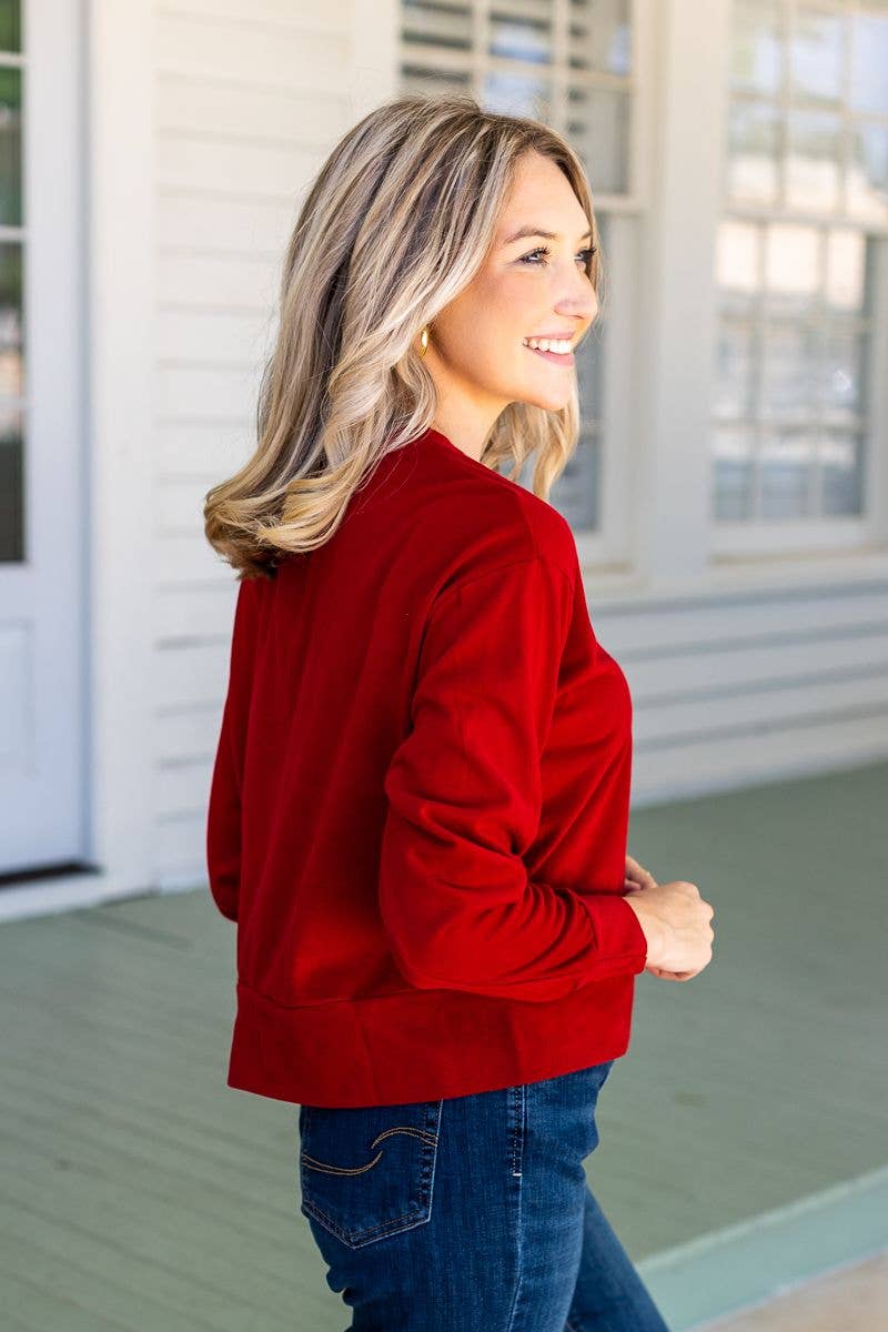 Ruby Red Crop Sweatshirt (L-2XL)
