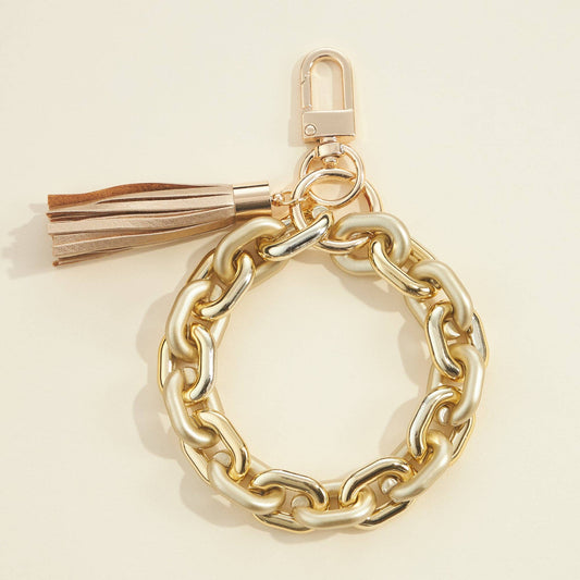 Gold Metallic Link Keychain Bracelet