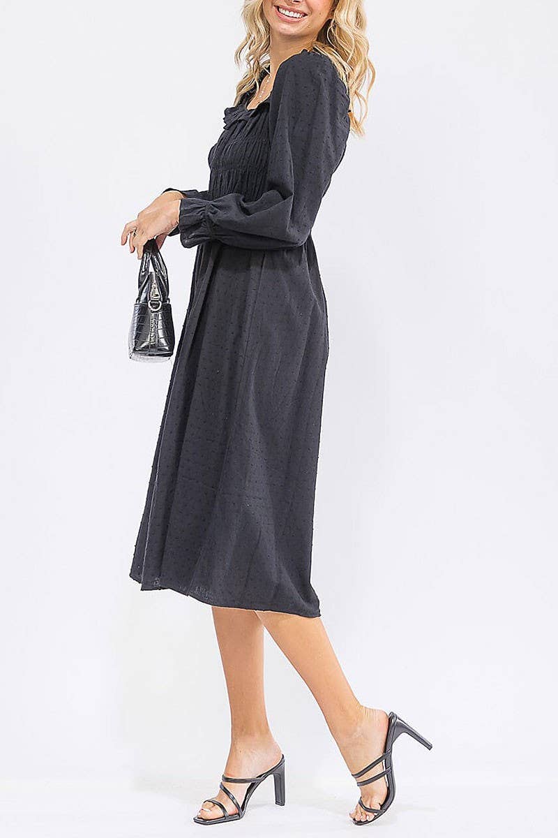 Black Cotton Midi Dress
